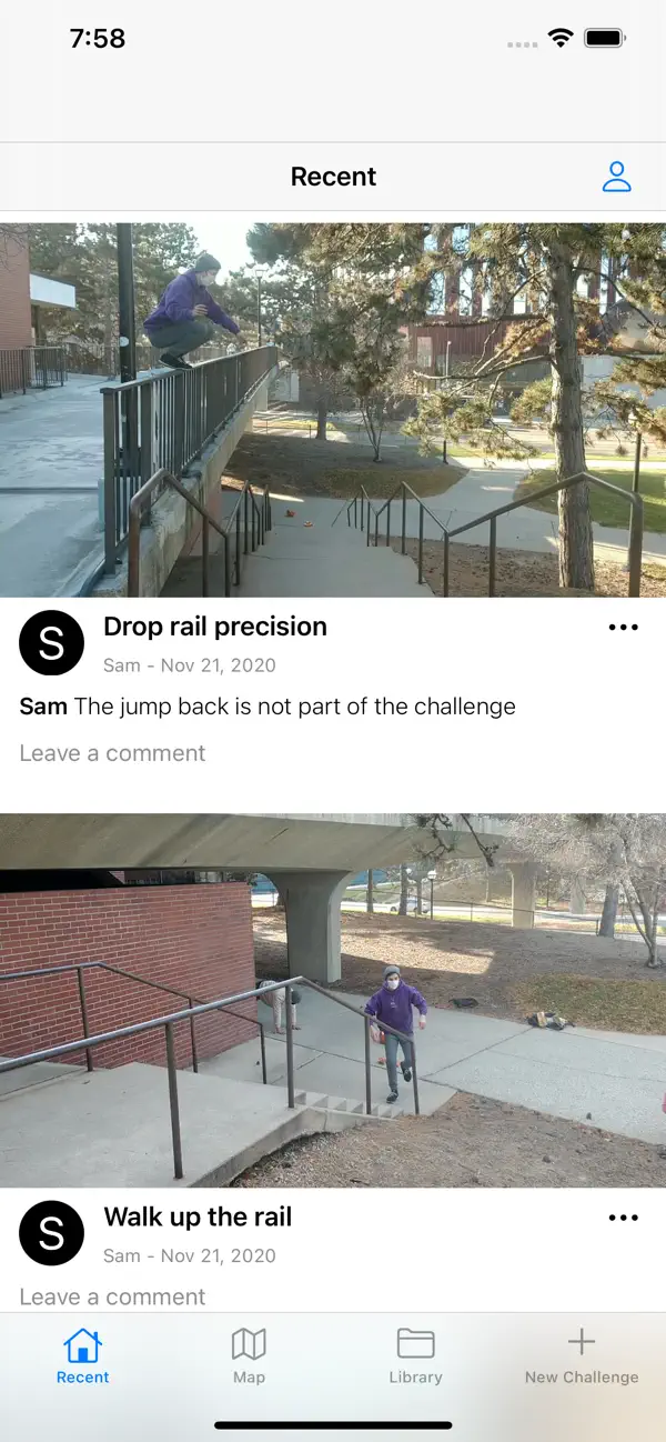 Challenger app preview showing local challenge creation